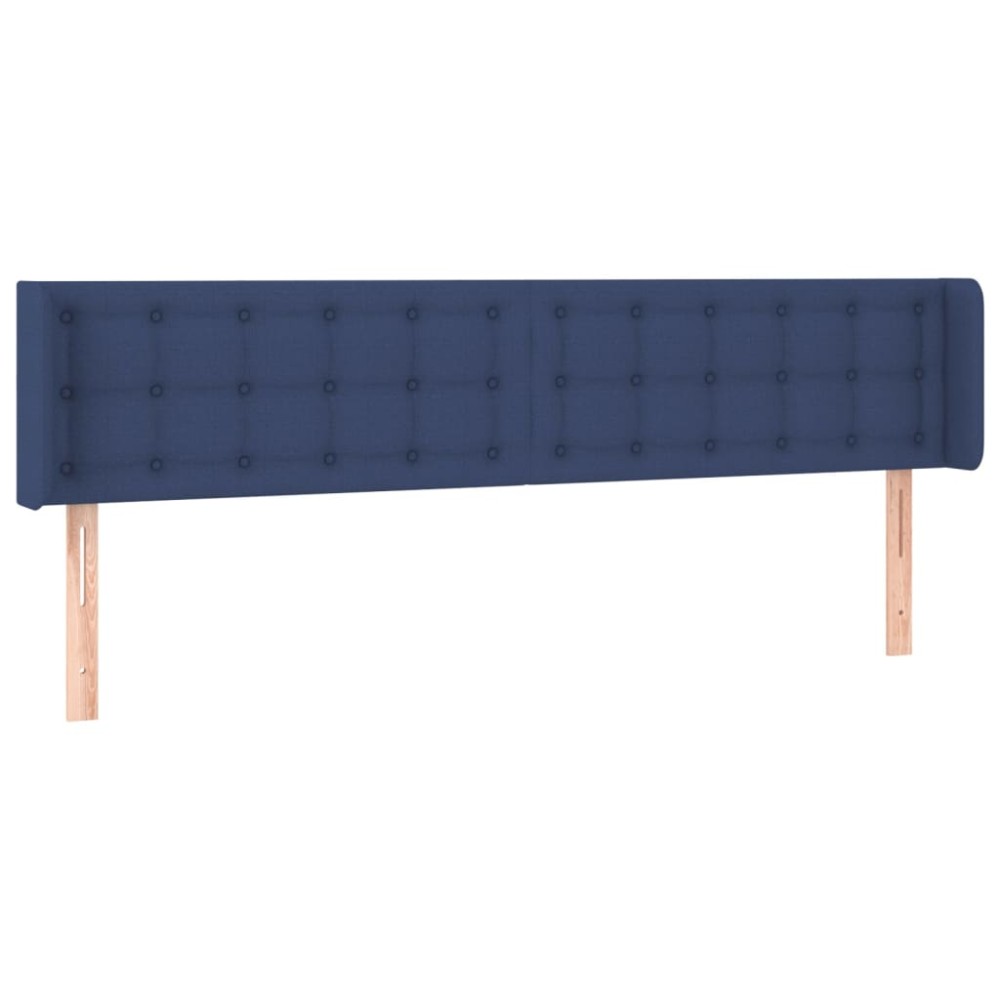 vidaXL Tăblie de pat cu aripioare albastru 163x16x78/88 cm textil
