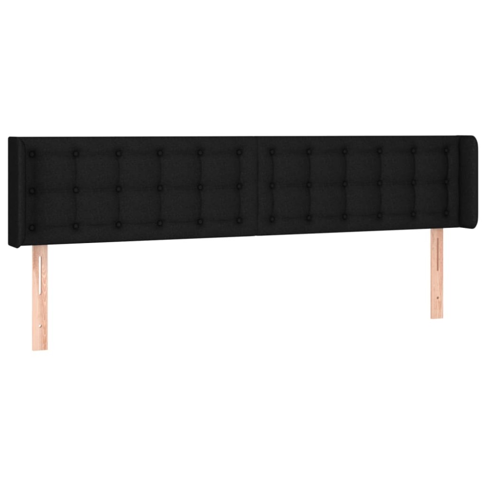 vidaXL Tăblie de pat cu aripioare negru 203x16x78/88 cm textil