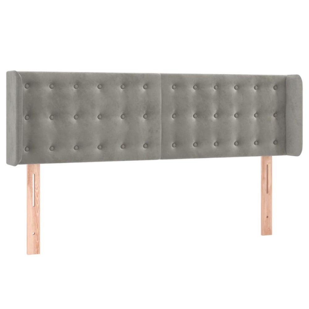 vidaXL Tăblie de pat cu aripioare gri deschis 147x16x78/88 cm catifea