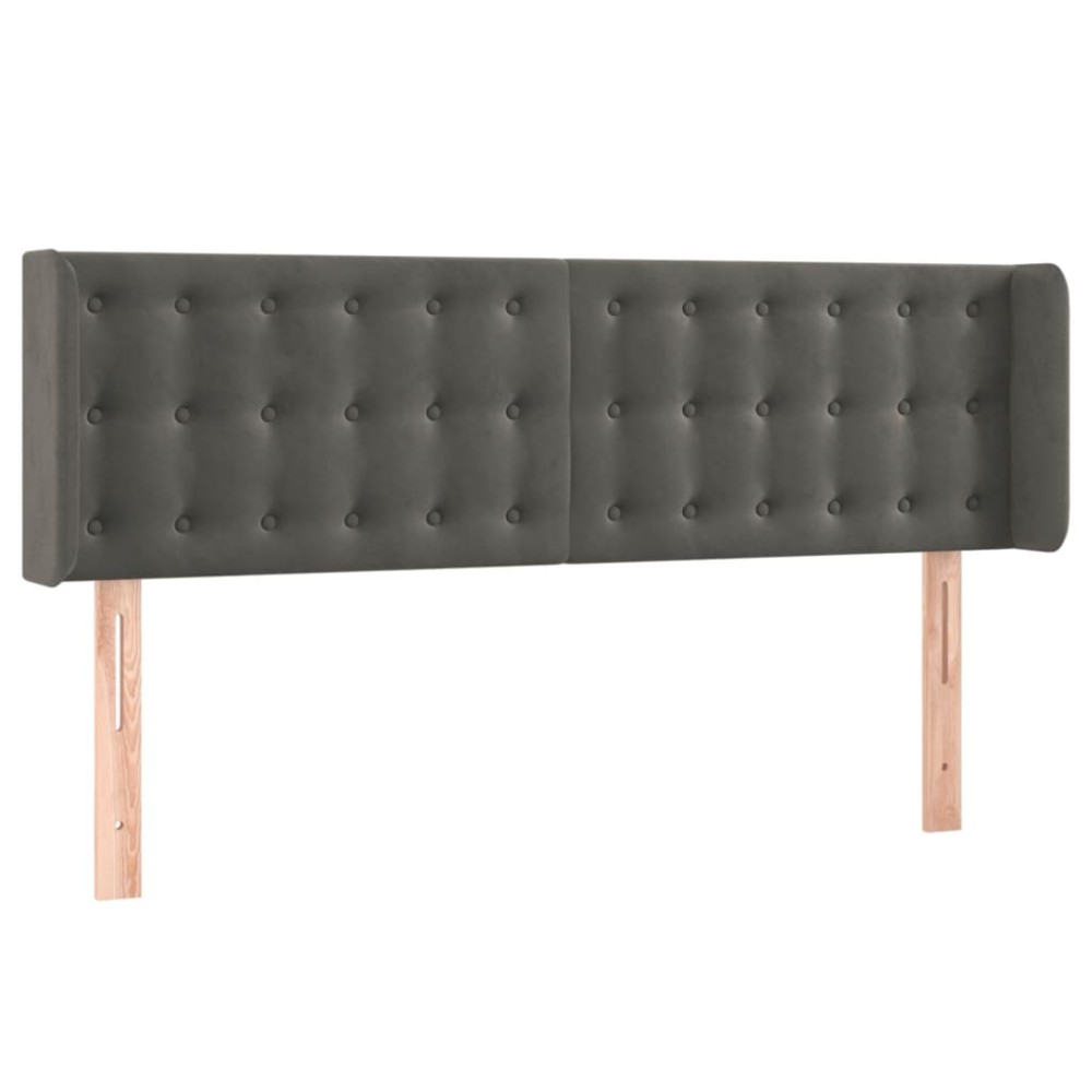 vidaXL Tăblie de pat cu aripioare gri închis 147x16x78/88 cm catifea