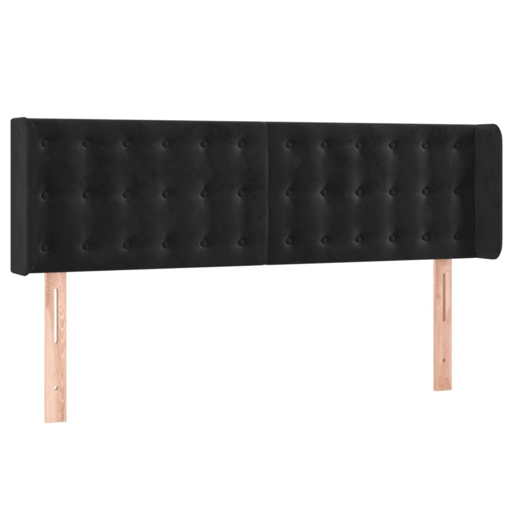 vidaXL Tăblie de pat cu aripioare negru 147x16x78/88 cm catifea