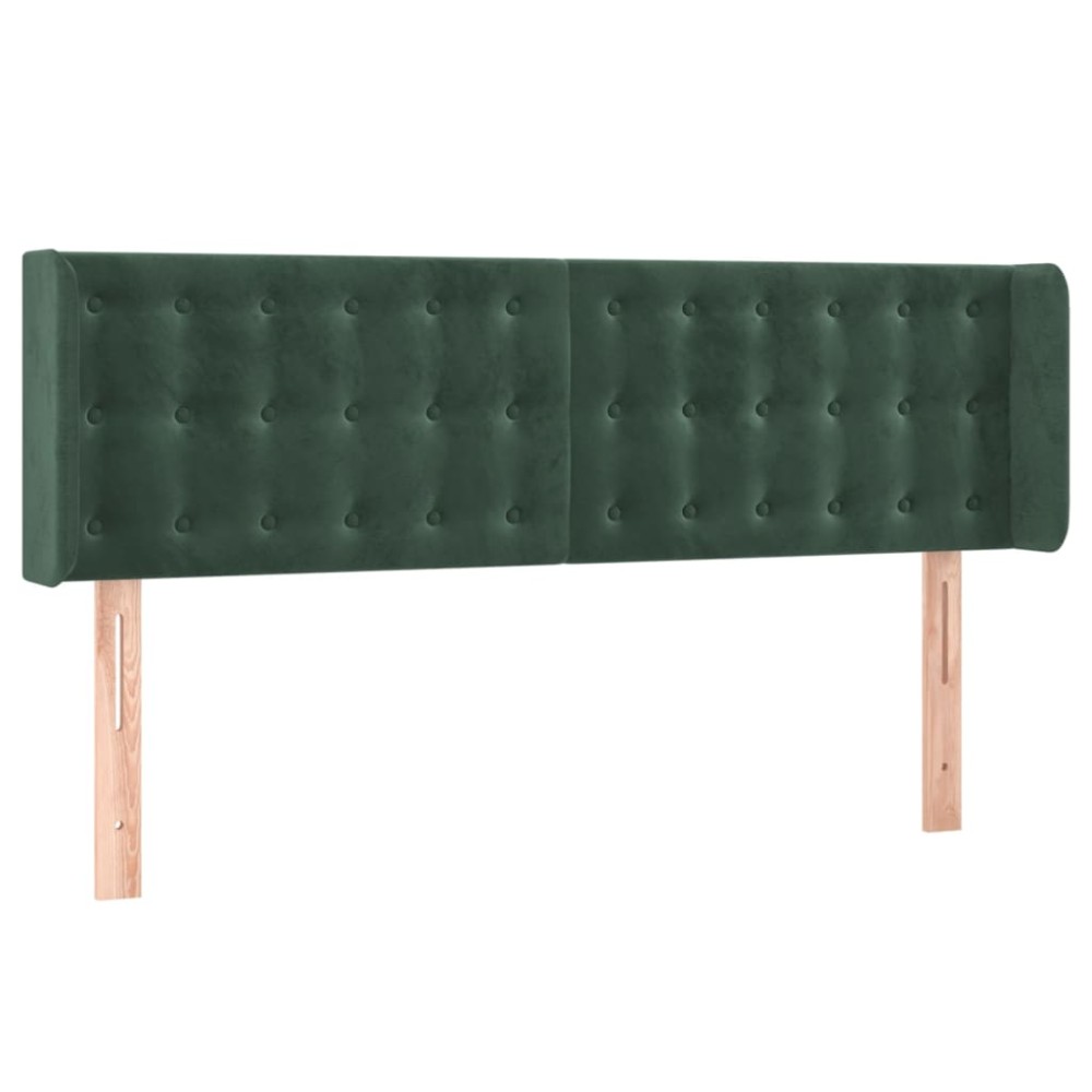 vidaXL Tăblie de pat cu aripioare verde închis 147x16x78/88 cm catifea
