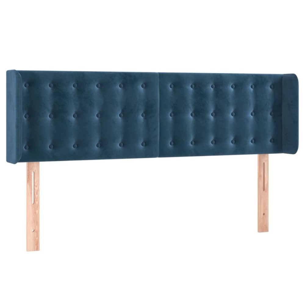 vidaXL Tăblie pat cu aripioare albastru închis 147x16x78/88 cm catifea