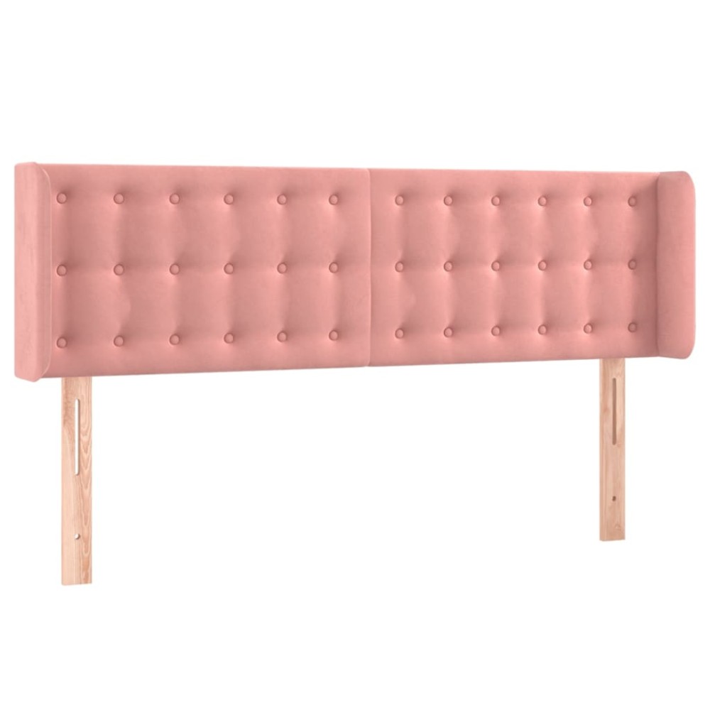vidaXL Tăblie de pat cu aripioare roz 147x16x78/88 cm catifea