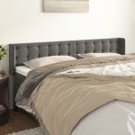 vidaXL Tăblie de pat cu aripioare gri închis 163x16x78/88 cm catifea vidaXL Tăblie de pat cu aripioare gri închis 163x16x78/88 cm catifea