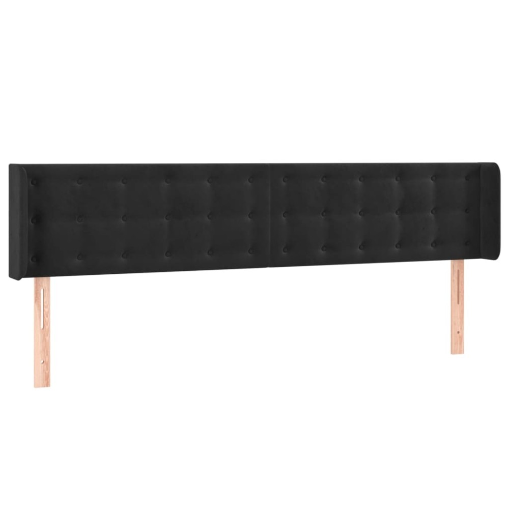 vidaXL Tăblie de pat cu aripioare negru 163x16x78/88 cm catifea