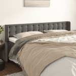 vidaXL Tăblie de pat cu aripioare gri închis 183x16x78/88 cm catifea vidaXL Tăblie de pat cu aripioare gri închis 183x16x78/88 cm catifea