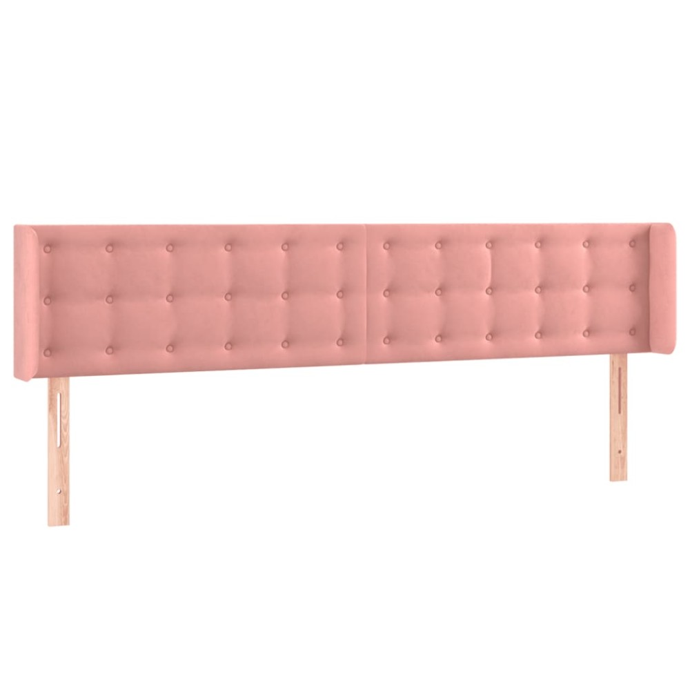 vidaXL Tăblie de pat cu aripioare roz 183x16x78/88 cm catifea