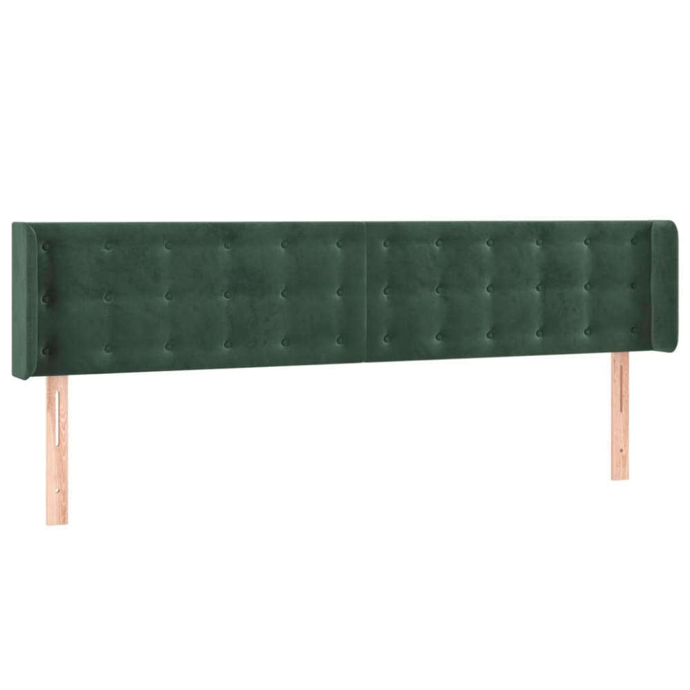 vidaXL Tăblie de pat cu aripioare verde închis 203x16x78/88 cm catifea