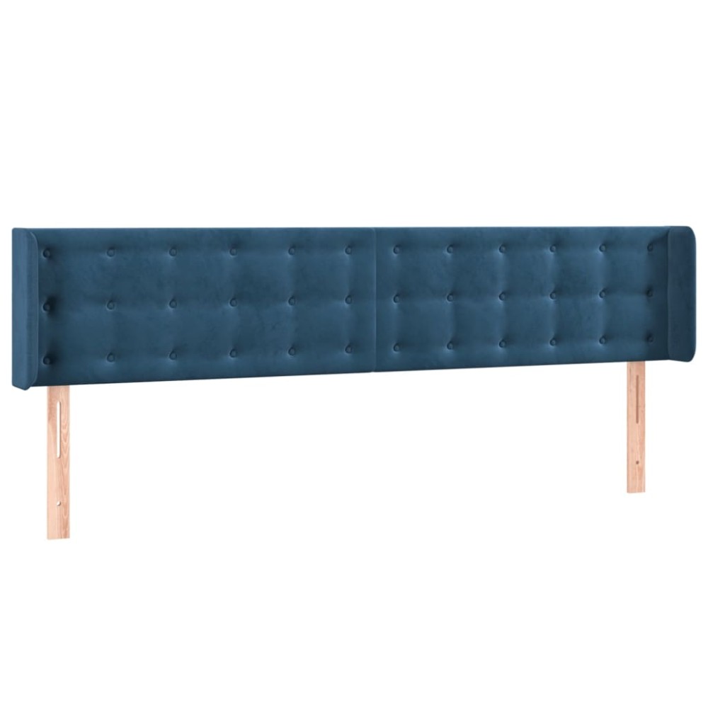 vidaXL Tăblie pat cu aripioare albastru închis 203x16x78/88 cm catifea