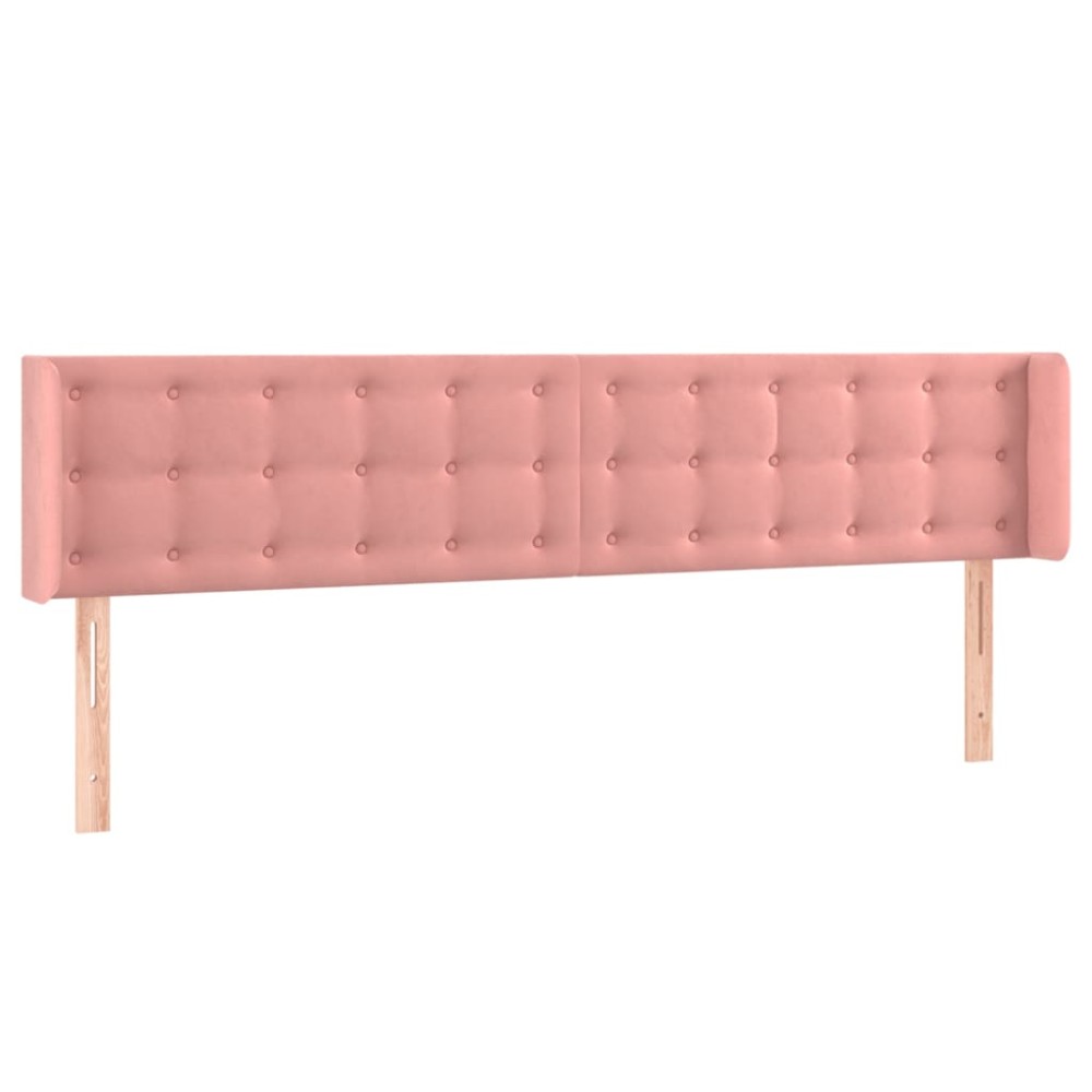 vidaXL Tăblie de pat cu aripioare roz 203x16x78/88 cm catifea