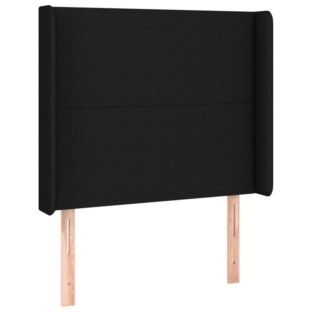 vidaXL Tăblie de pat cu aripioare, negru, 83x16x118/128 cm, textil