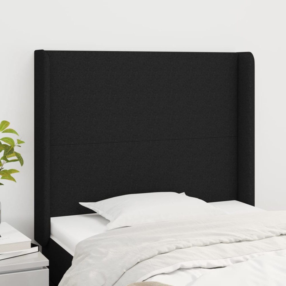 vidaXL Tăblie de pat cu aripioare, negru, 83x16x118/128 cm, textil