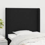 vidaXL Tăblie de pat cu aripioare, negru, 83x16x118/128 cm, textil vidaXL Tăblie de pat cu aripioare, negru, 83x16x118/128 cm, textil
