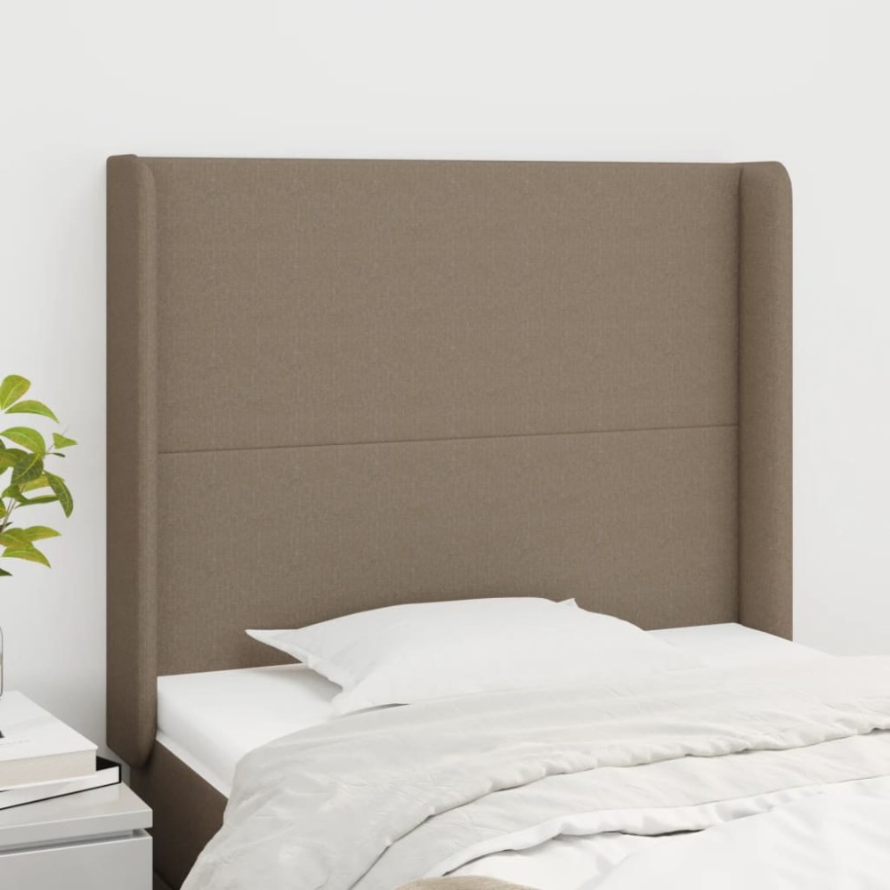 vidaXL Tăblie de pat cu aripioare gri taupe 83x16x118/128 cm textil