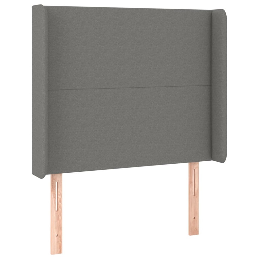 vidaXL Tăblie de pat cu aripioare gri închis 103x16x118/128 cm textil