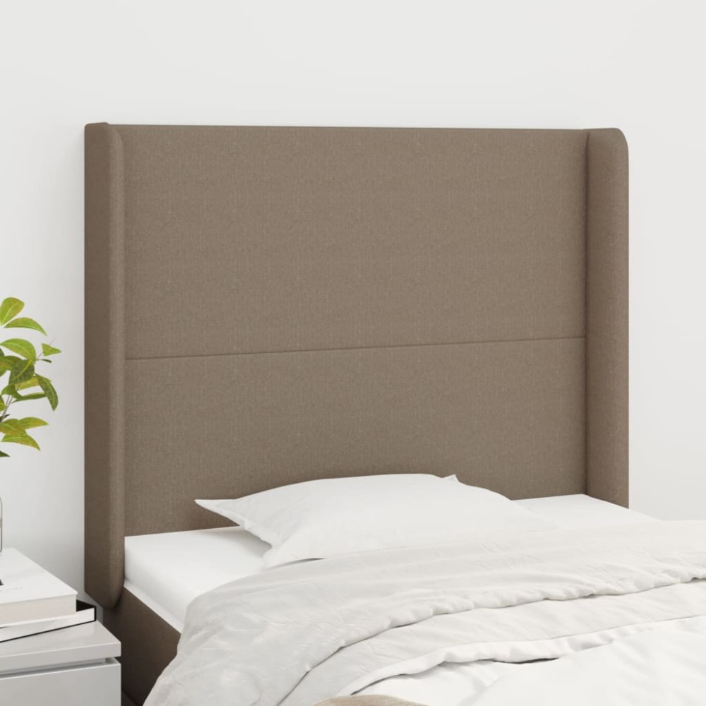 vidaXL Tăblie de pat cu aripioare gri taupe 103x16x118/128 cm textil