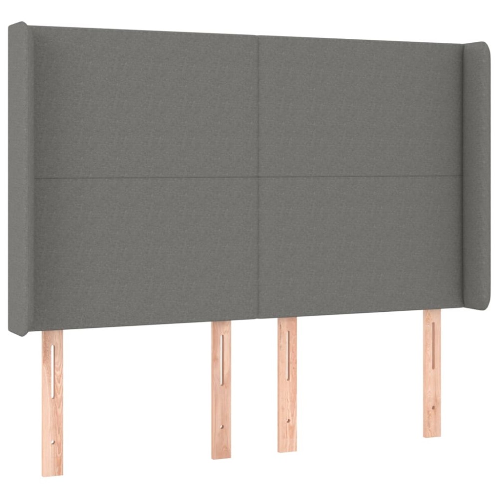 vidaXL Tăblie de pat cu aripioare gri închis 147x16x118/128 cm textil
