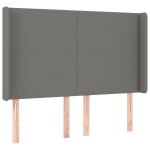 vidaXL Tăblie de pat cu aripioare gri închis 147x16x118/128 cm textil