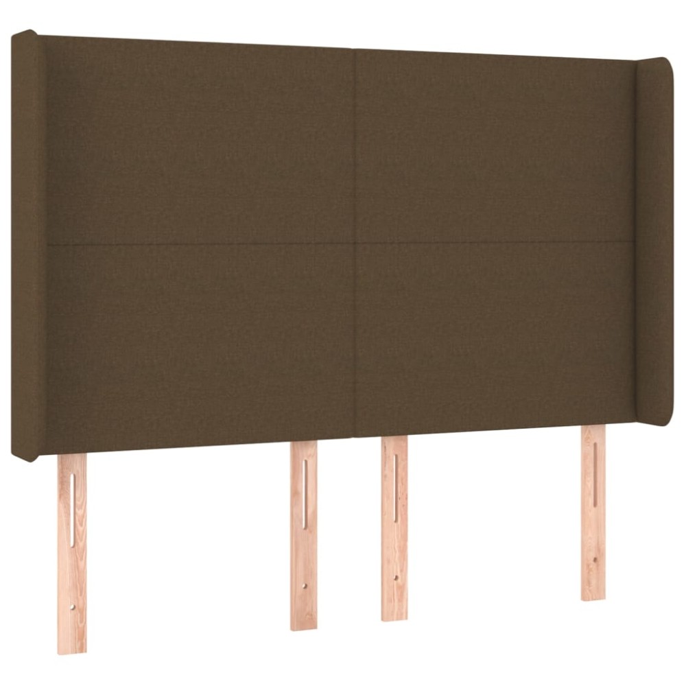 vidaXL Tăblie de pat cu aripioare maro închis 147x16x118/128 cm textil