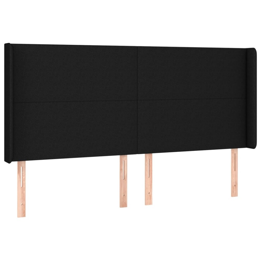 vidaXL Tăblie de pat cu aripioare, negru, 163x16x118/128 cm, textil