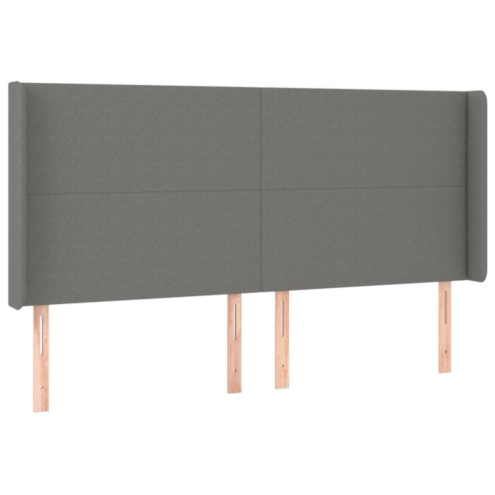 vidaXL Tăblie de pat cu aripioare gri închis 183x16x118/128 cm textil