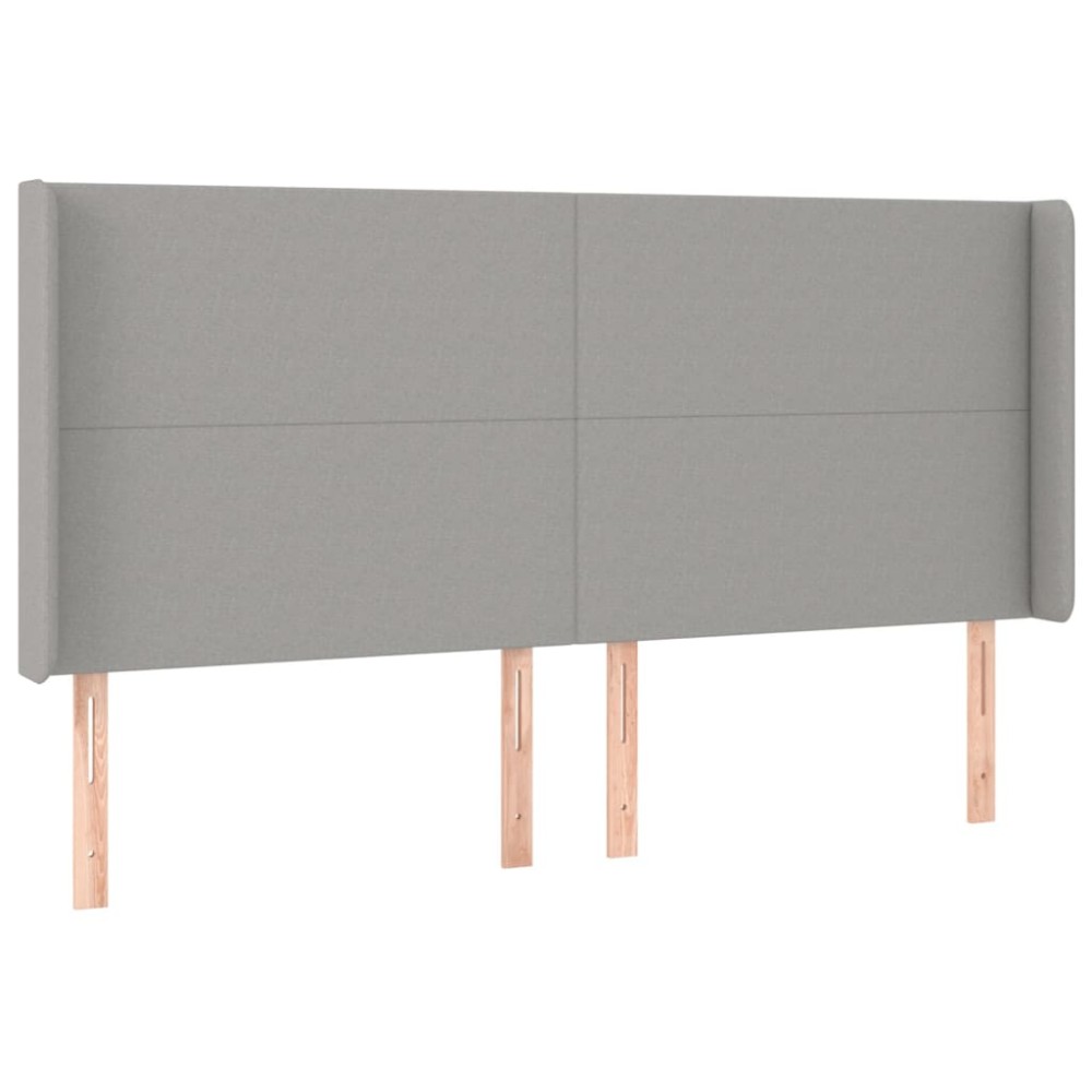 vidaXL Tăblie de pat cu aripioare gri deschis 203x16x118/128 cm textil