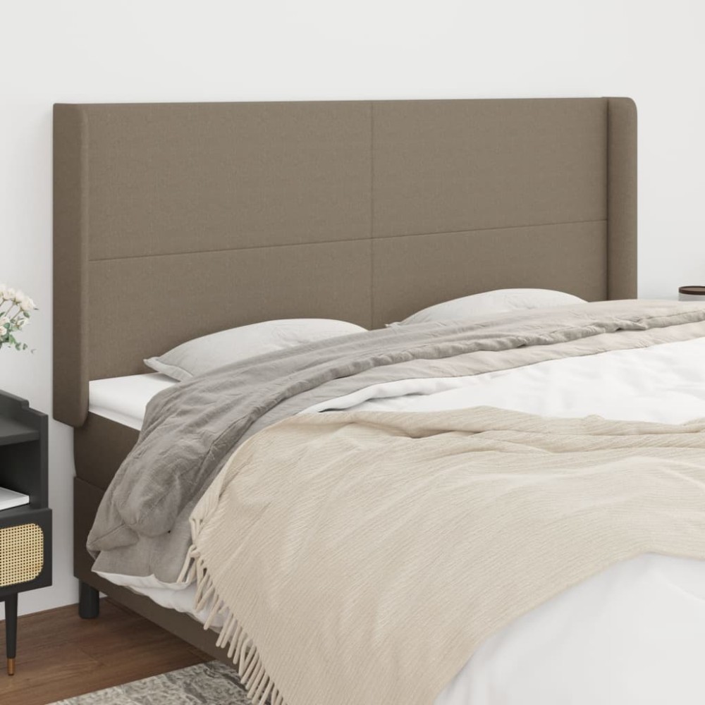 vidaXL Tăblie de pat cu aripioare gri taupe 203x16x118/128 cm textil