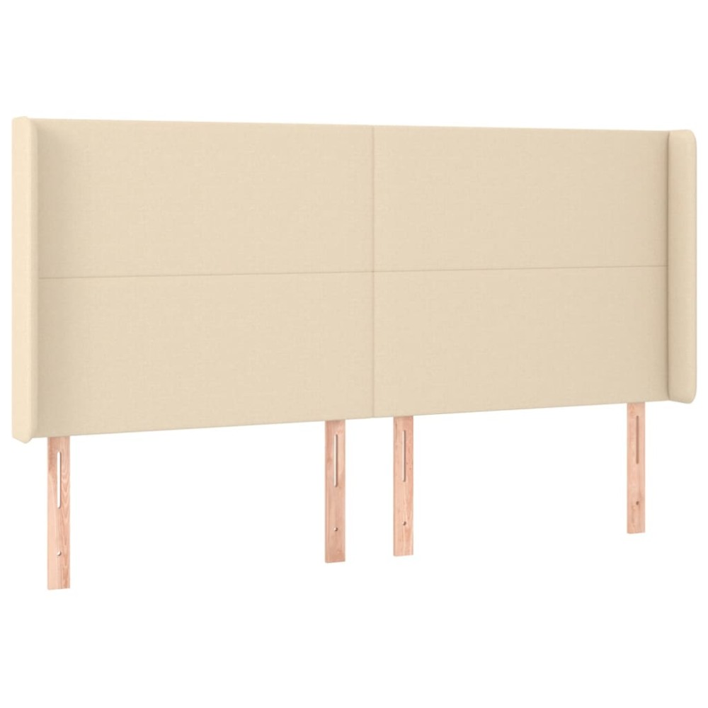 vidaXL Tăblie de pat cu aripioare, crem, 203x16x118/128 cm, textil