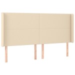 vidaXL Tăblie de pat cu aripioare, crem, 203x16x118/128 cm, textil
