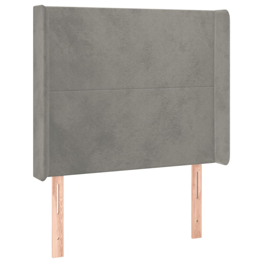 vidaXL Tăblie de pat cu aripioare gri deschis 83x16x118/128 cm catifea