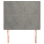vidaXL Tăblie de pat cu aripioare gri deschis 83x16x118/128 cm catifea
