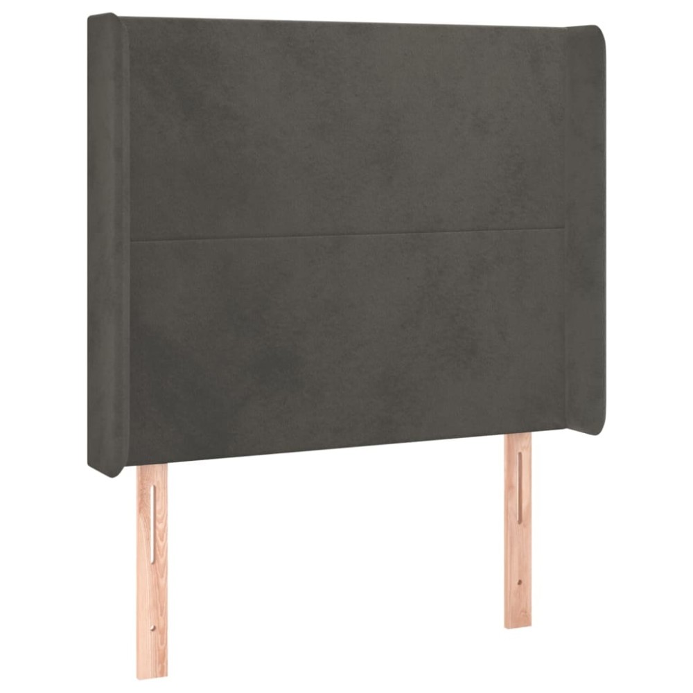 vidaXL Tăblie de pat cu aripioare gri închis 83x16x118/128 cm catifea