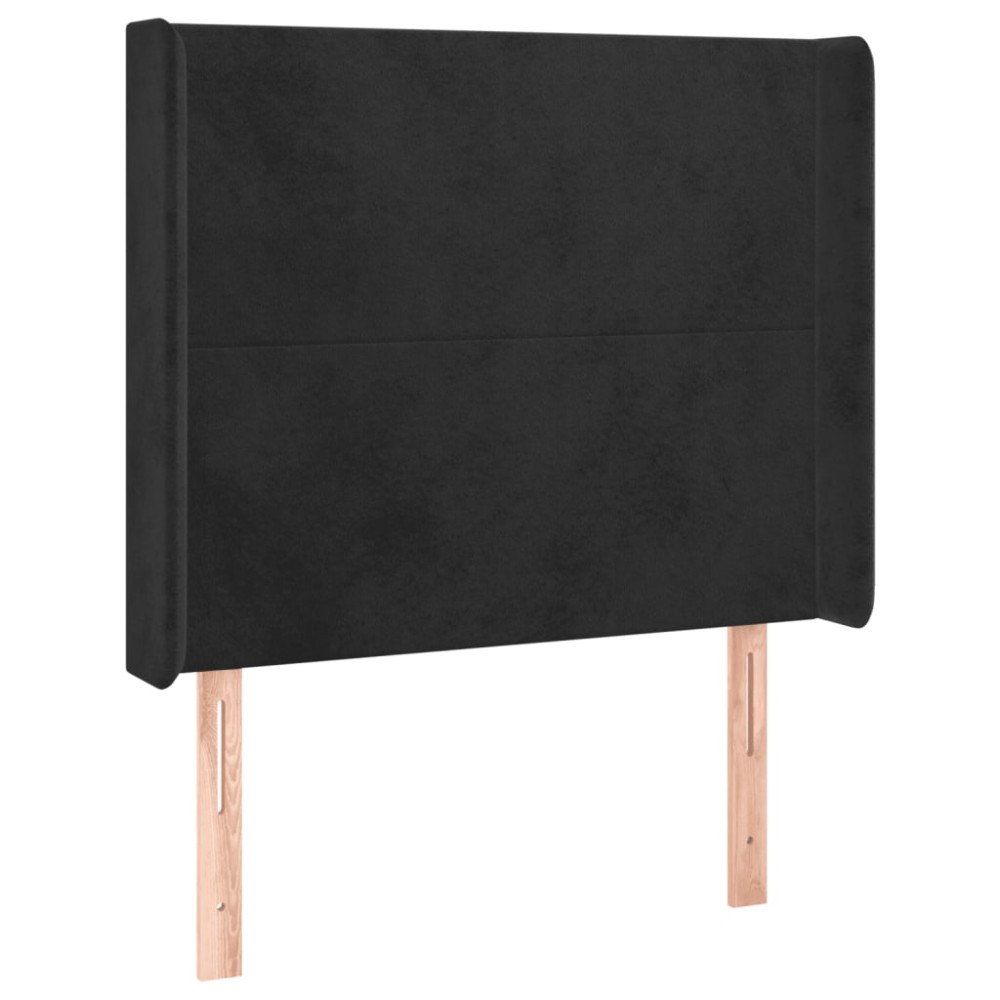 vidaXL Tăblie de pat cu aripioare, negru, 83x16x118/128 cm, catifea