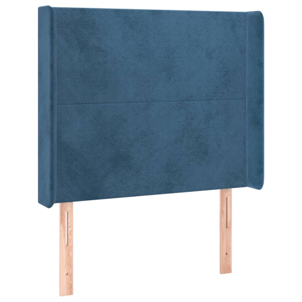 vidaXL Tăblie pat cu aripioare albastru închis 83x16x118/128cm catifea