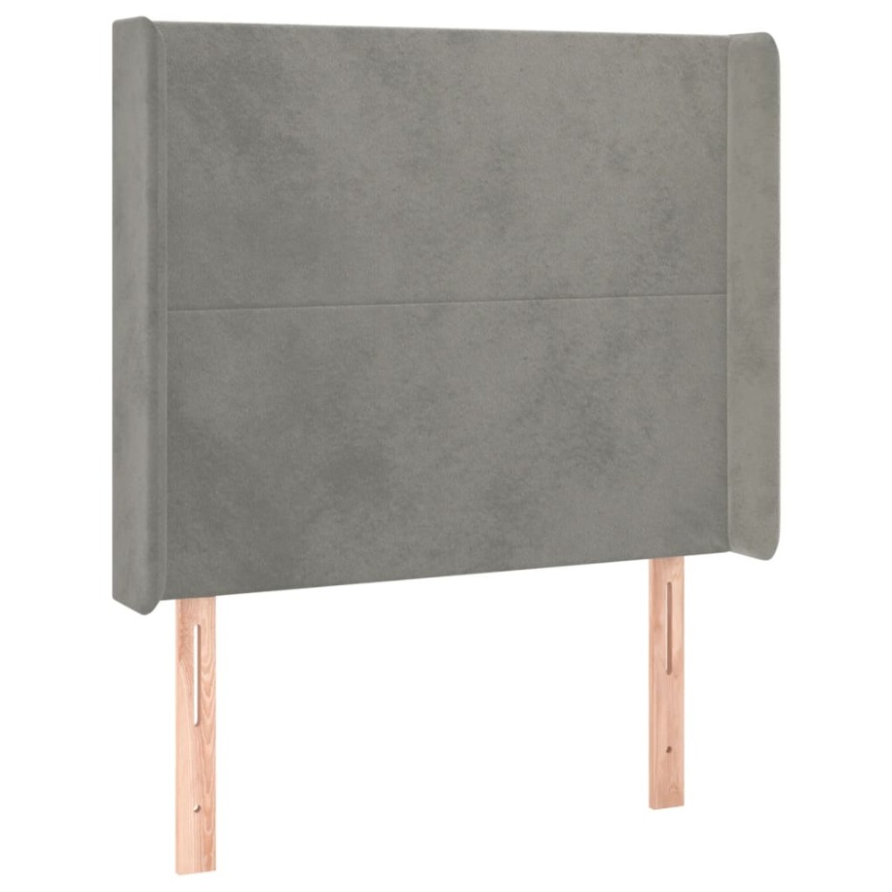 vidaXL Tăblie de pat cu aripioare gri deschis 93x16x118/128 cm catifea