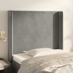 vidaXL Tăblie de pat cu aripioare gri deschis 103x16x118/128cm catifea vidaXL Tăblie de pat cu aripioare gri deschis 103x16x118/128cm catifea