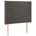 vidaXL Tăblie de pat cu aripioare gri închis 103x16x118/128 cm catifea