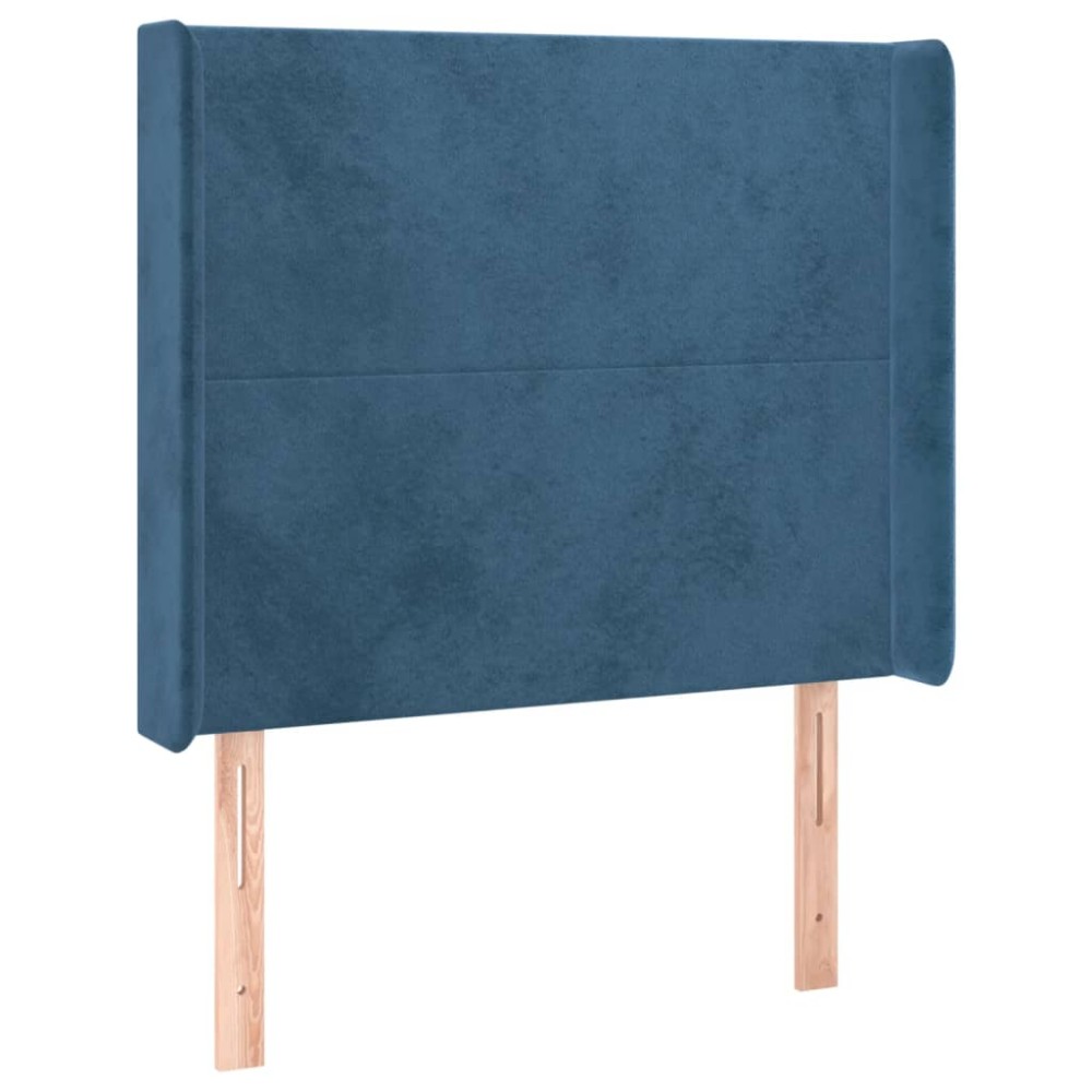 vidaXL Tăblie pat cu urechi albastru închis 103x16x118/128 cm catifea
