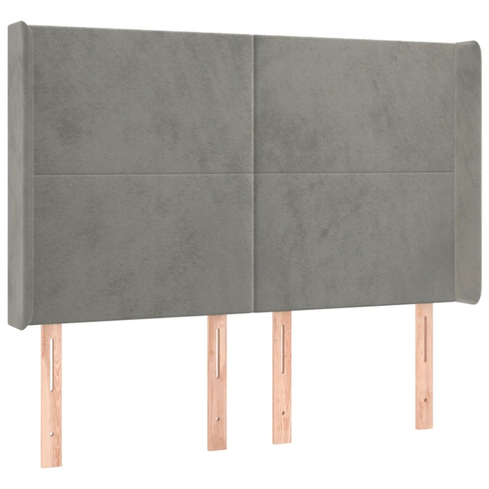 vidaXL Tăblie de pat cu aripioare gri deschis 147x16x118/128cm catifea
