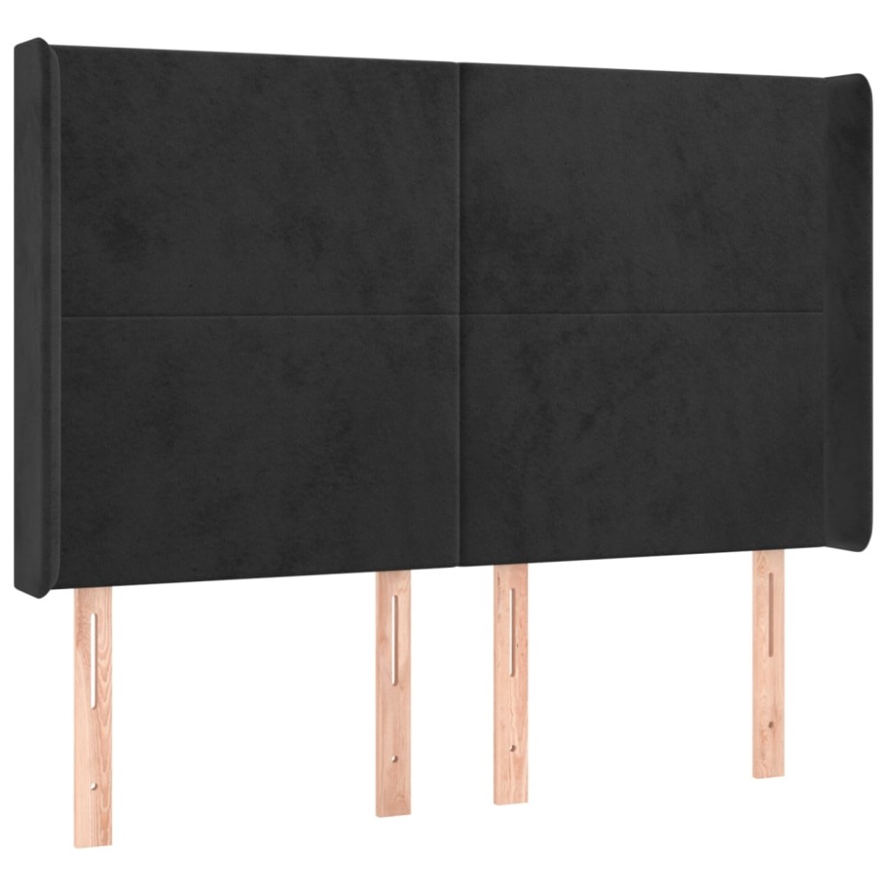 vidaXL Tăblie de pat cu aripioare, negru, 147x16x118/128 cm, catifea