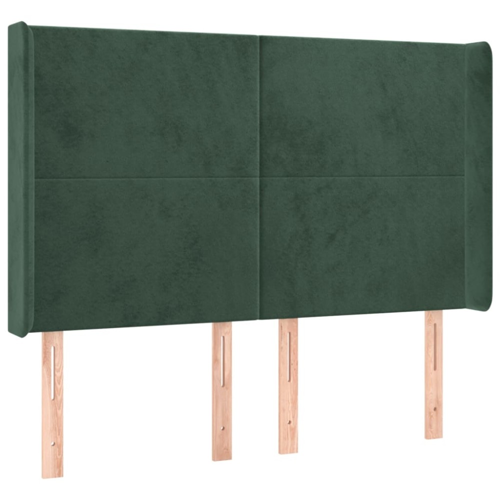 vidaXL Tăblie pat cu aripioare verde închis 147x16x118/128 cm catifea