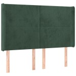 vidaXL Tăblie pat cu aripioare verde închis 147x16x118/128 cm catifea vidaXL Tăblie pat cu aripioare verde închis 147x16x118/128 cm catifea