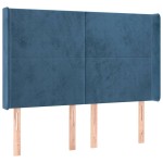 vidaXL Tăblie pat cu urechi albastru închis 147x16x118/128 cm catifea vidaXL Tăblie pat cu urechi albastru închis 147x16x118/128 cm catifea