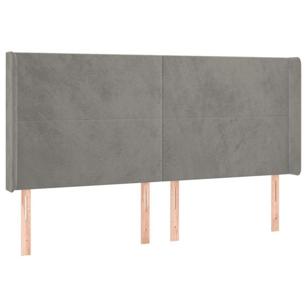 vidaXL Tăblie de pat cu aripioare gri deschis 163x16x118/128cm catifea