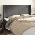 vidaXL Tăblie de pat cu aripioare gri închis 163x16x118/128 cm catifea vidaXL Tăblie de pat cu aripioare gri închis 163x16x118/128 cm catifea