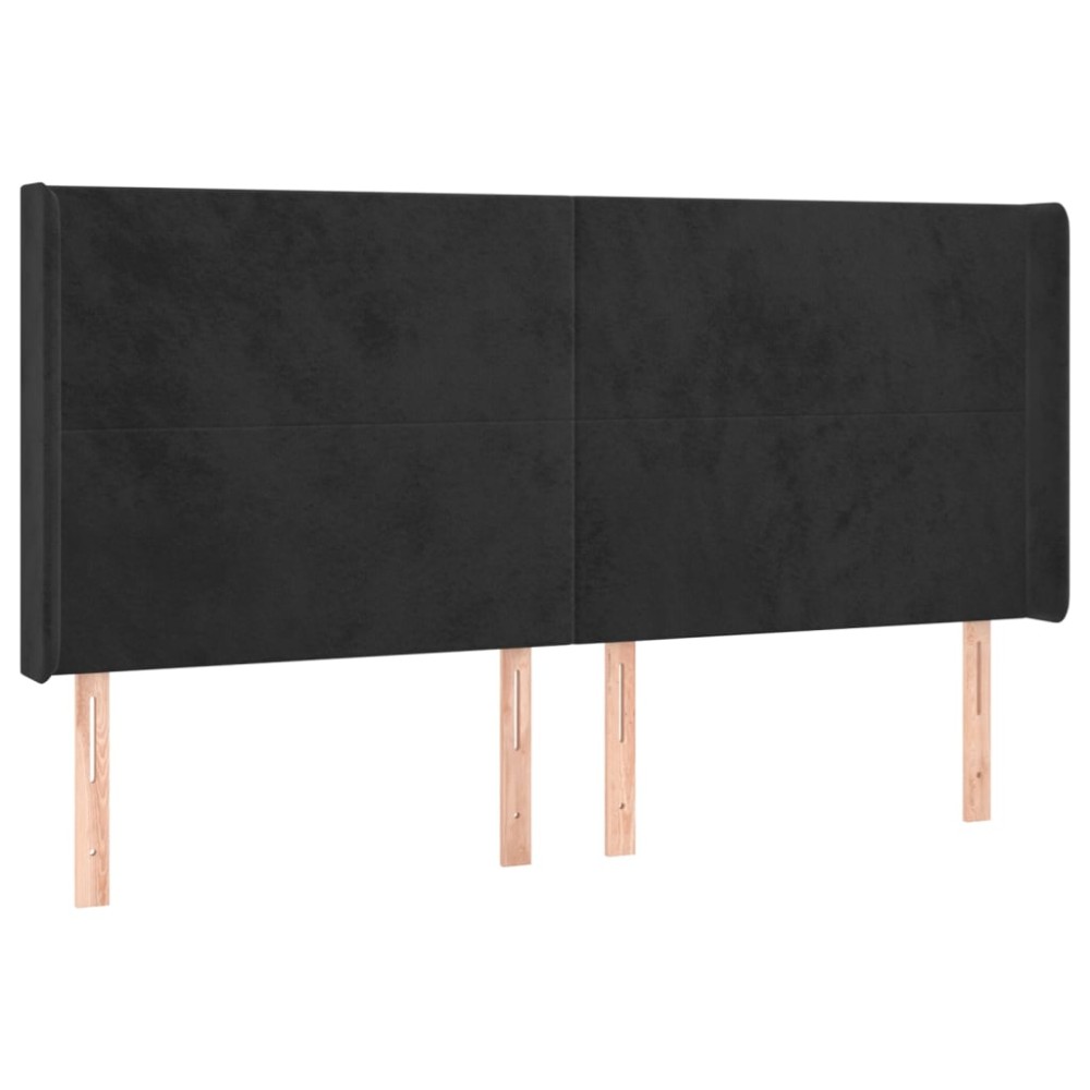 vidaXL Tăblie de pat cu aripioare, negru, 163x16x118/128 cm, catifea