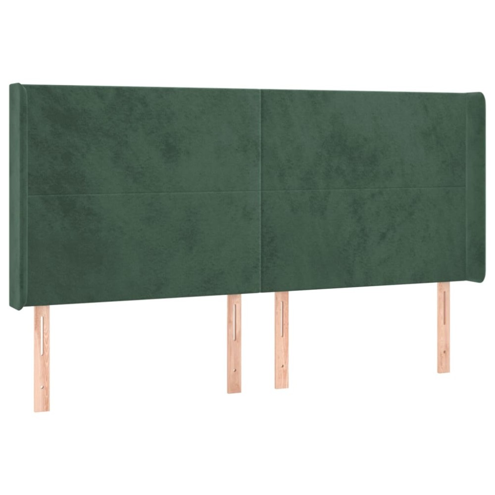 vidaXL Tăblie pat cu aripioare verde închis 163x16x118/128 cm catifea