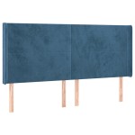 vidaXL Tăblie pat cu urechi albastru închis 163x16x118/128 cm catifea vidaXL Tăblie pat cu urechi albastru închis 163x16x118/128 cm catifea