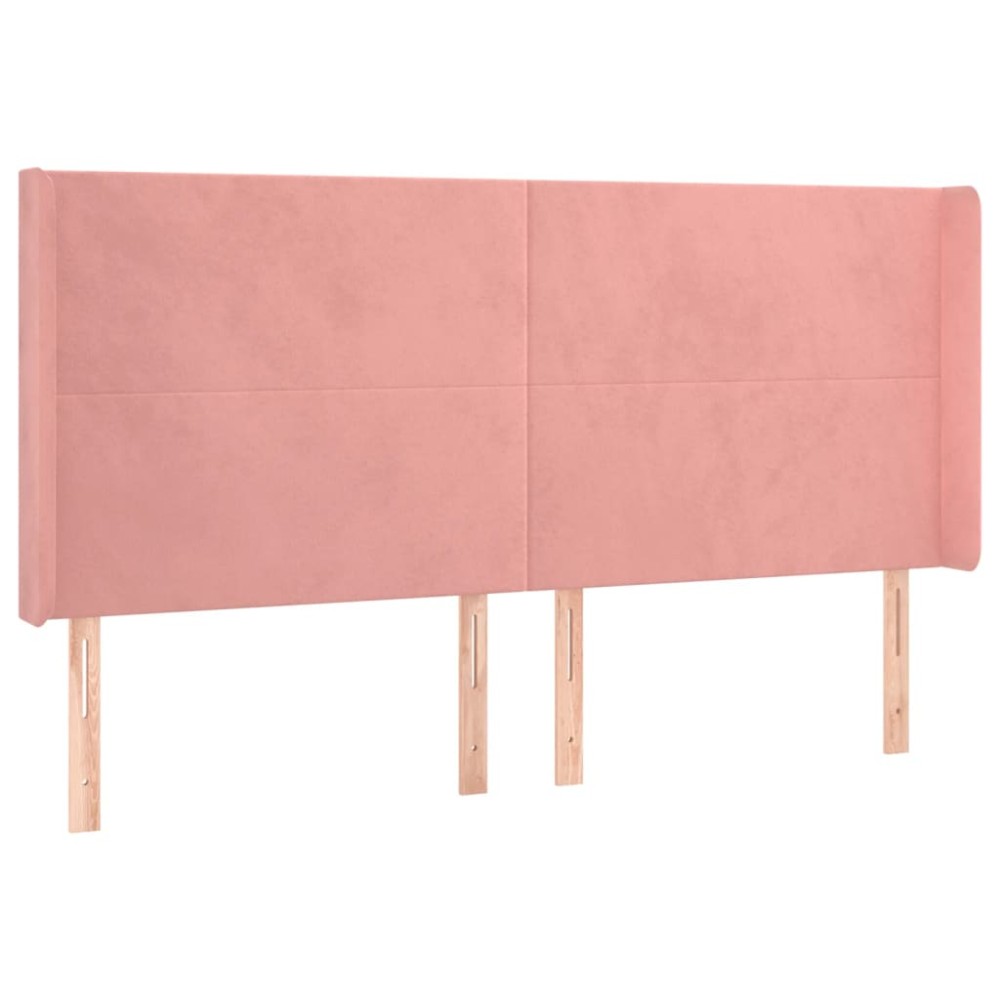 vidaXL Tăblie de pat cu aripioare, roz, 163x16x118/128 cm, catifea